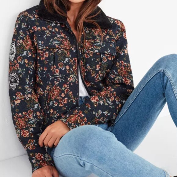 Blank NYC Tapestry Flight Floral Printed Bomber Jacket Size Large - Picture 4 of 15